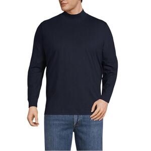 Lands' End Men's Super T Cotton Mock Turtleneck Blue Long Sleeve Shirt 3XL/T